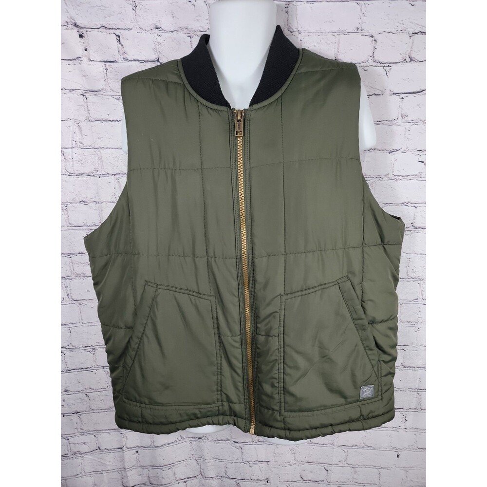 Mens Vintage Weatherproof Full Zip Vest XXL Army Green Fleece Lined